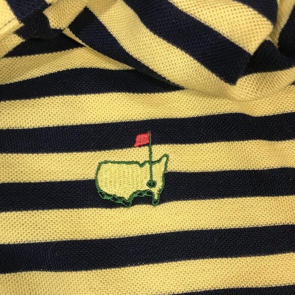 Masters Collection Polo Shirt Mens Large Yellow Navy Stripe Pima Cotton Golf - Picture 3 of 7